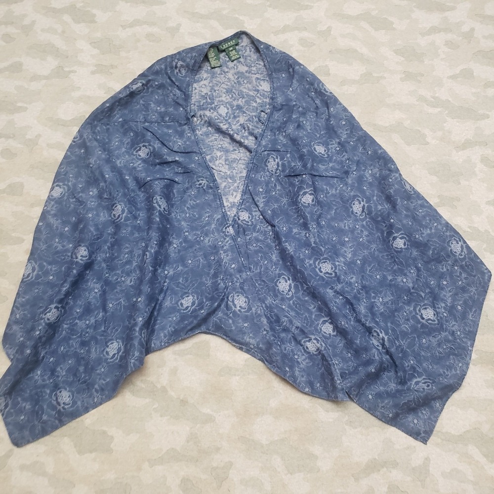 Lauren Ralph Laurenโ Cape Pancho Womens 18W Blue Linen